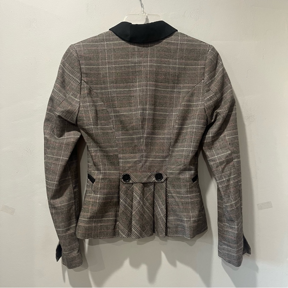 H&M Plaid Blazer with Black Trim & pleats